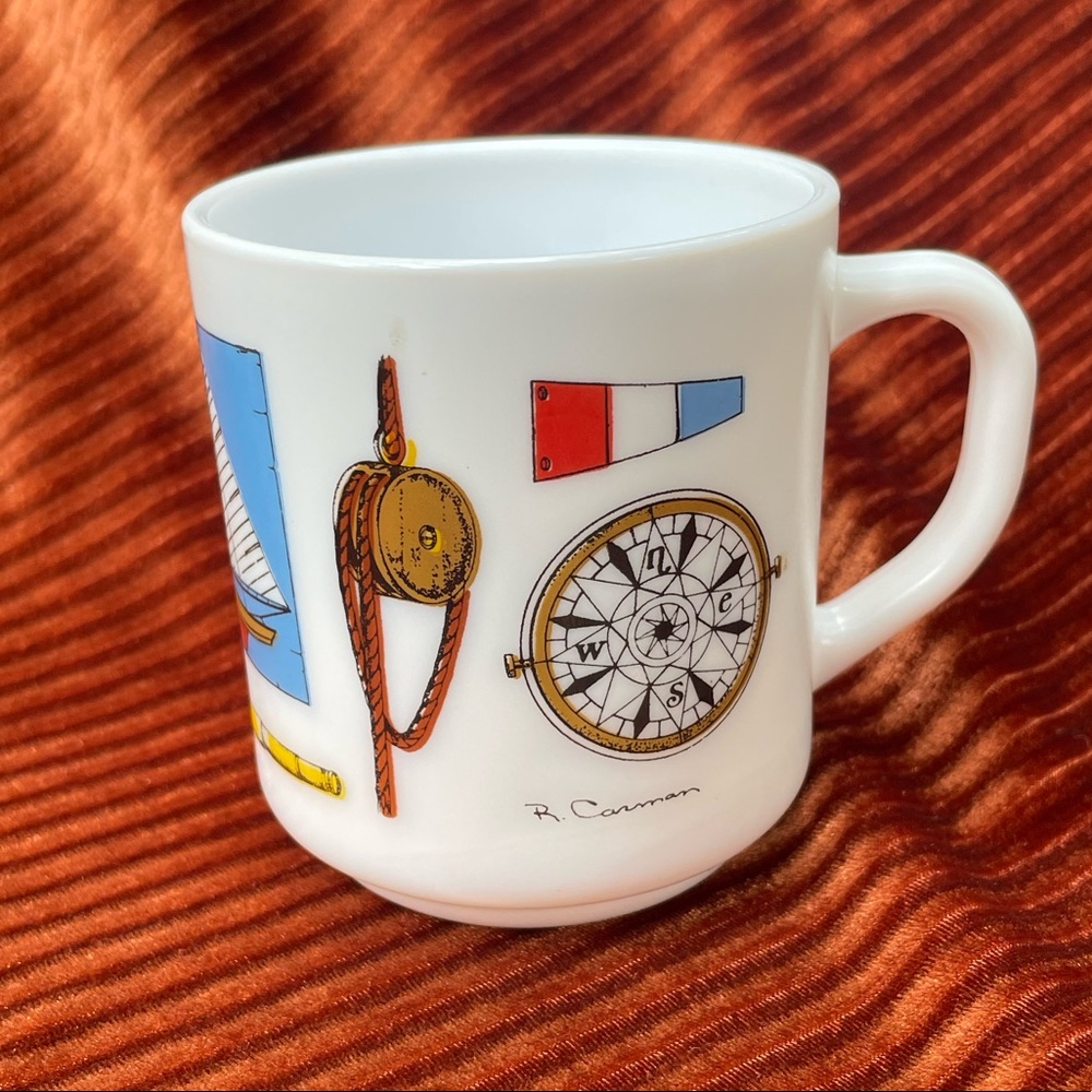 Vintage Mug: Nautical, Boat stuff signed: R Carmen